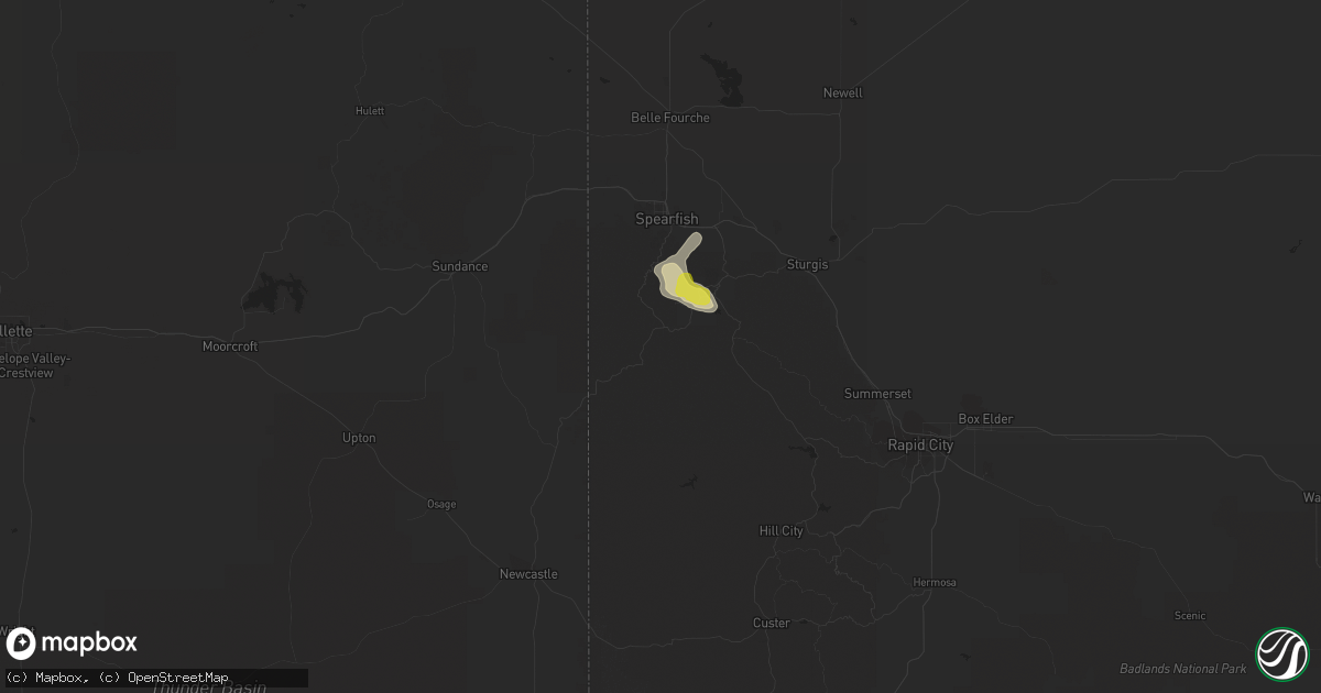 Hail map in Lead, SD on July 27, 2019