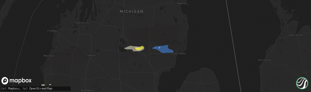 Hail map in Lupton, MI on July 27, 2019