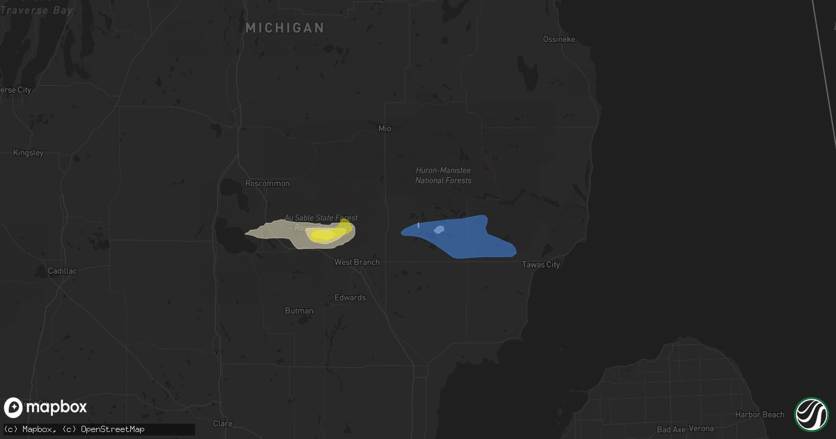 Hail map in Lupton, MI on July 27, 2019