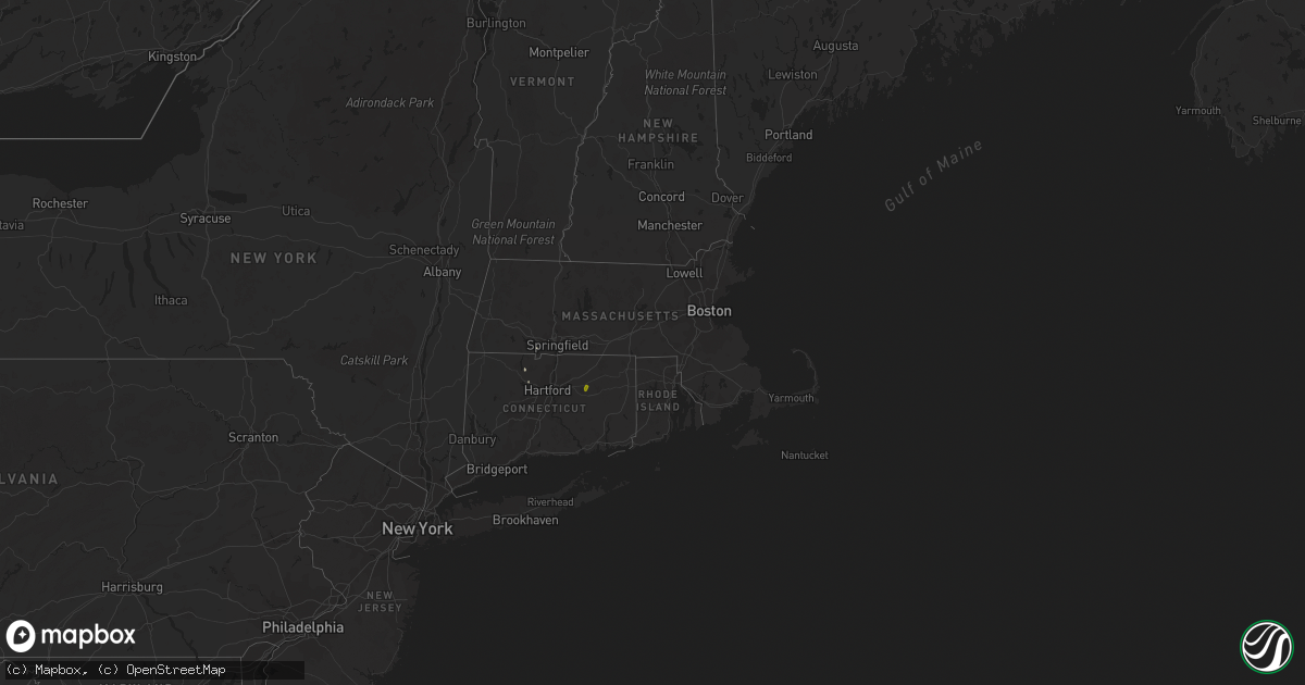 Hail map in Massachusetts on July 27, 2019