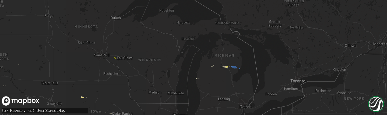 Hail map in Michigan on July 27, 2019