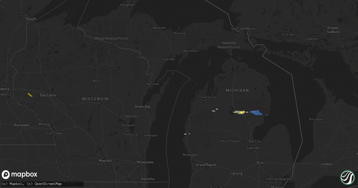 Hail map in Michigan on July 27, 2019