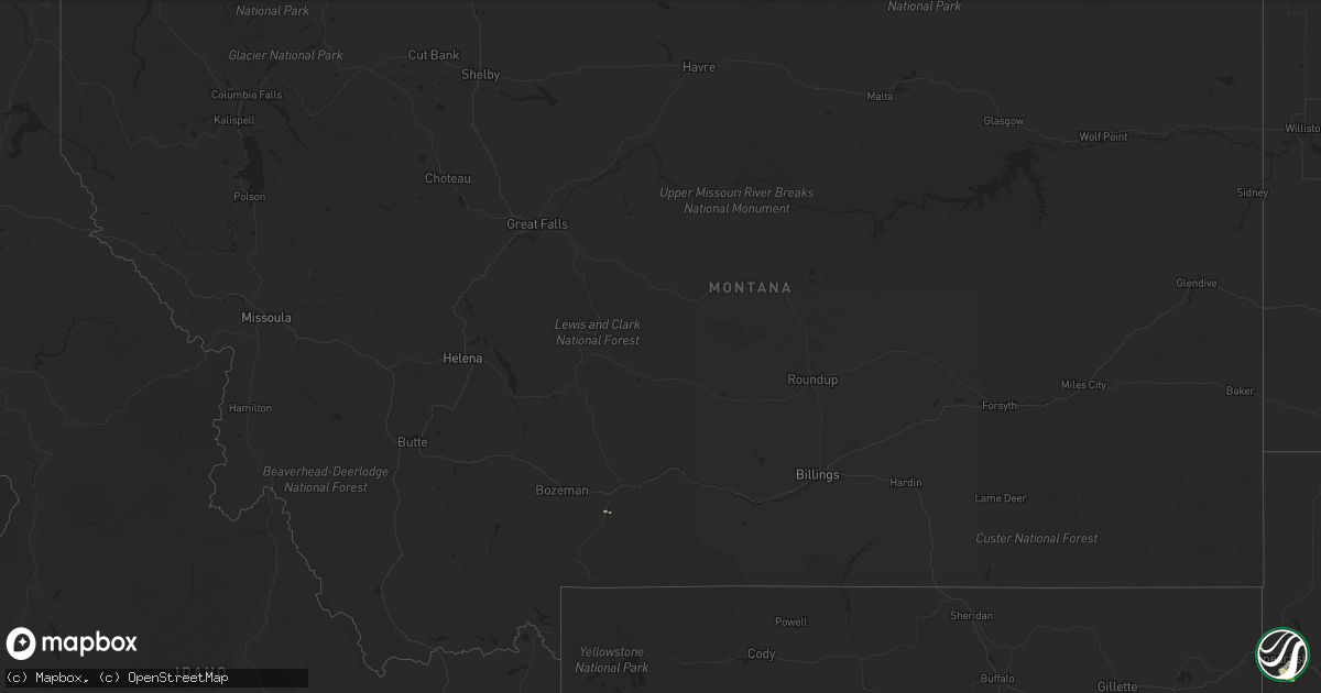 Hail map in Montana on July 27, 2019