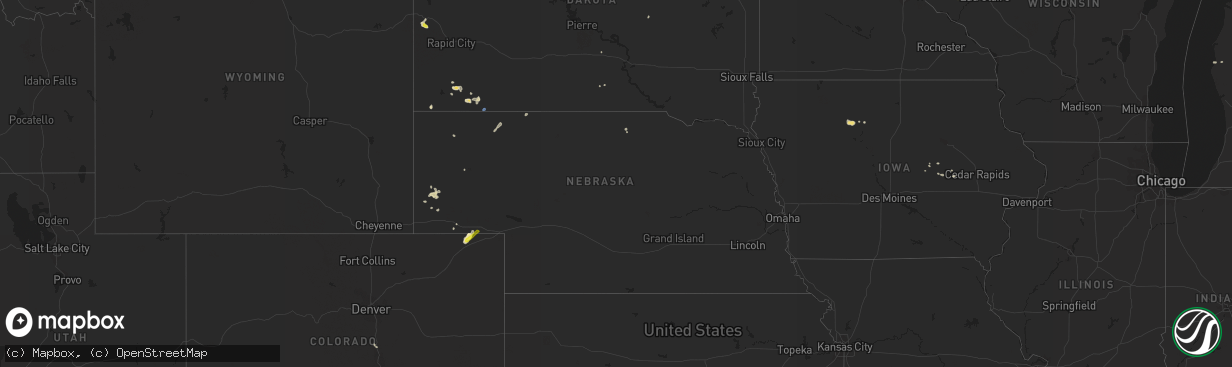 Hail map in Nebraska on July 27, 2019