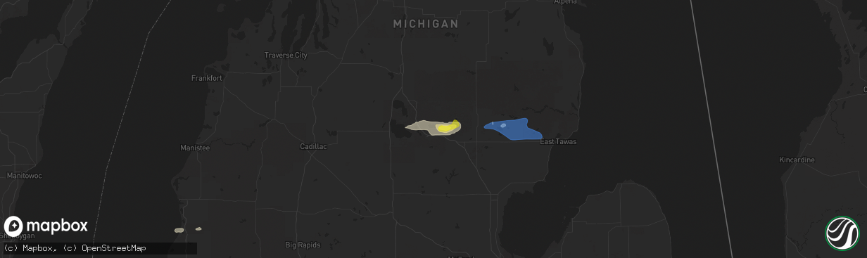 Hail map in Saint Helen, MI on July 27, 2019