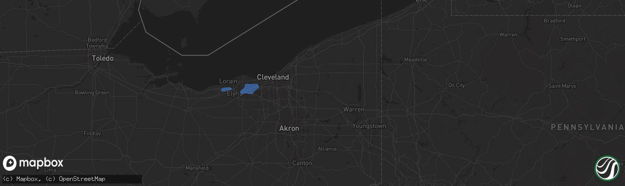 Hail map in Amherst, OH on July 27, 2020