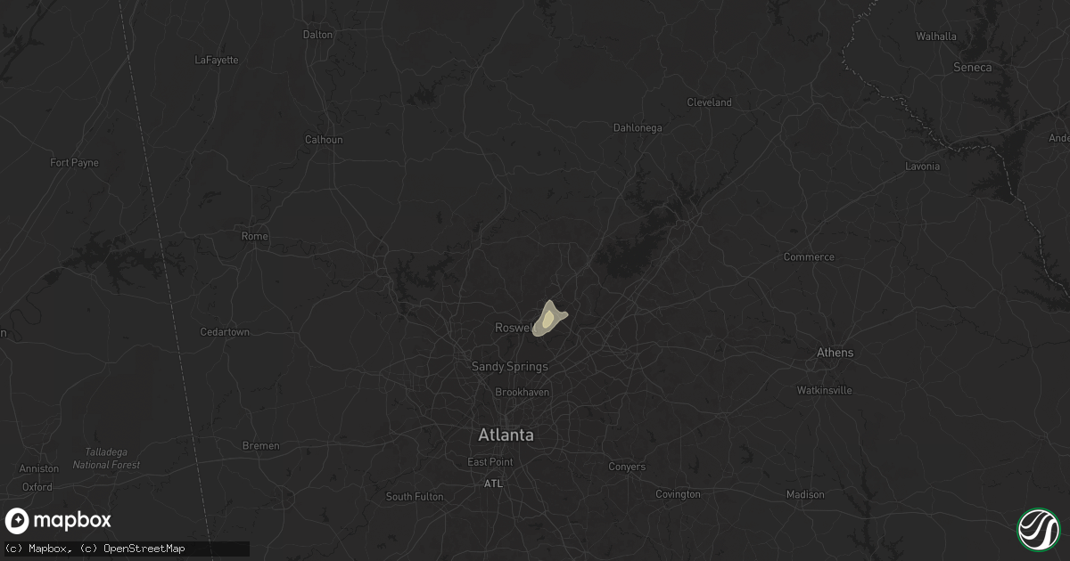 Hail map in Alpharetta, GA on July 27, 2021