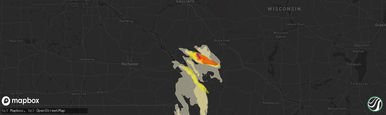 Hail map in Galesville, WI on July 27, 2021