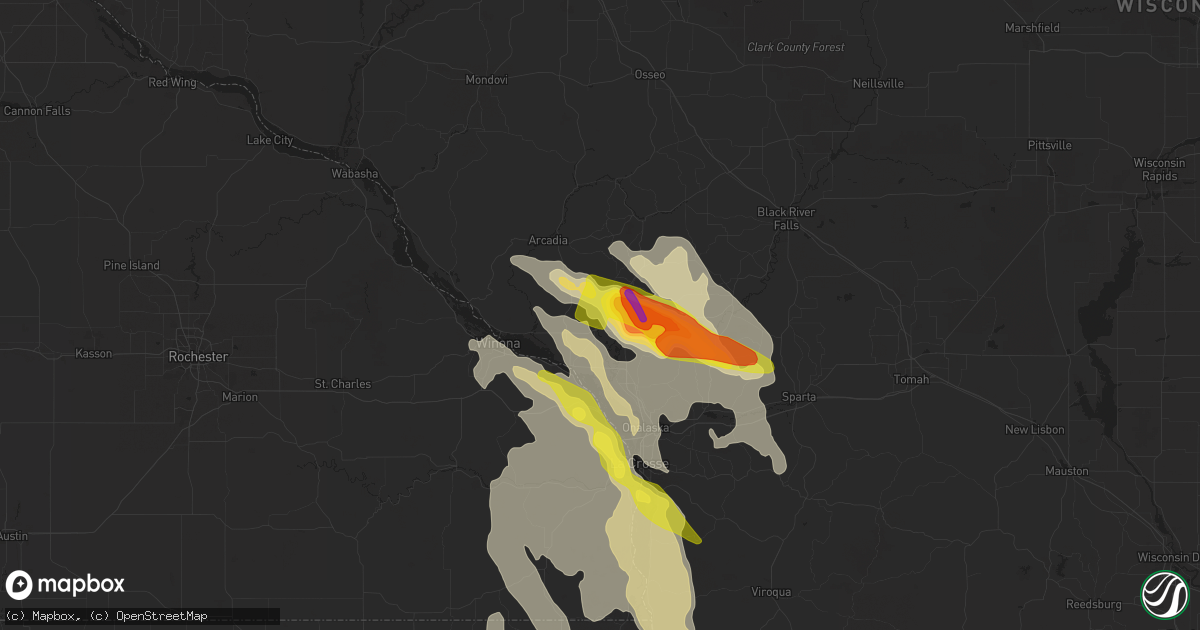 Hail map in Galesville, WI on July 27, 2021