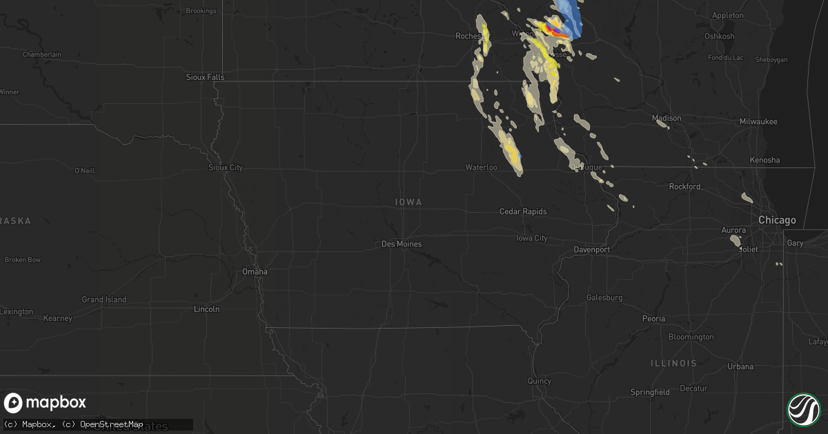 Hail map in Iowa on July 27, 2021