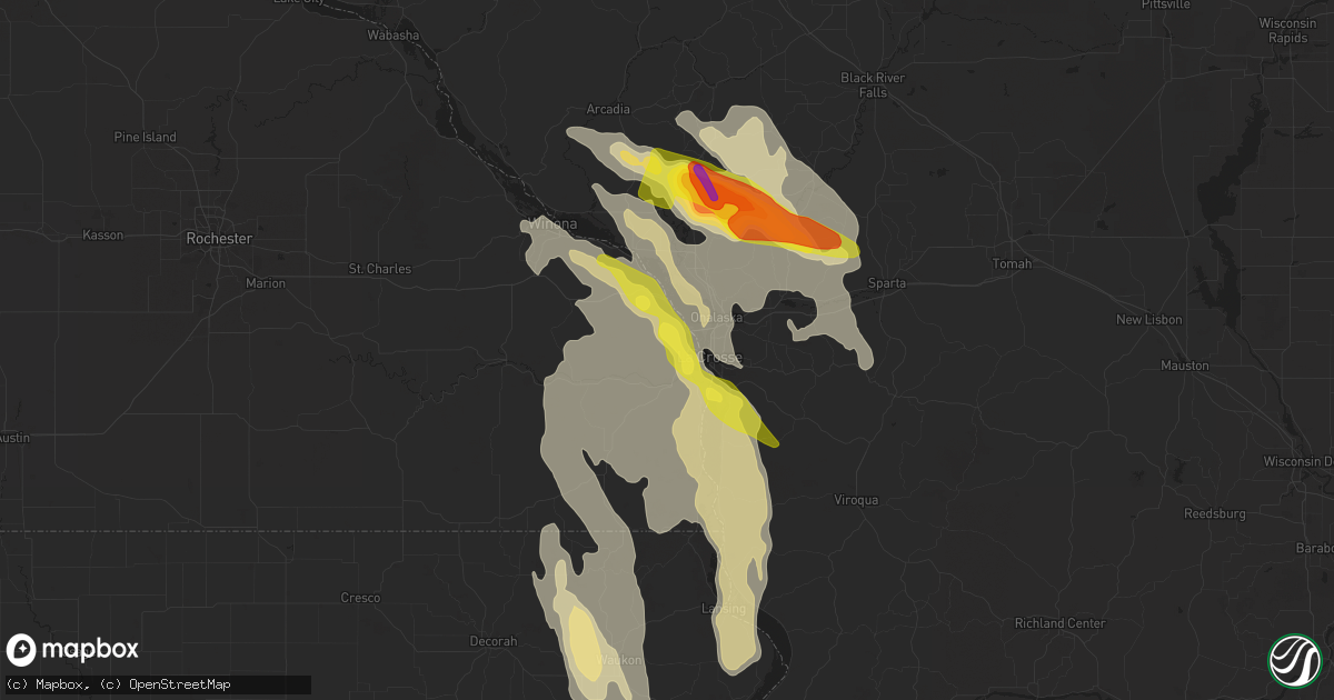 Hail map in La Crescent, MN on July 27, 2021