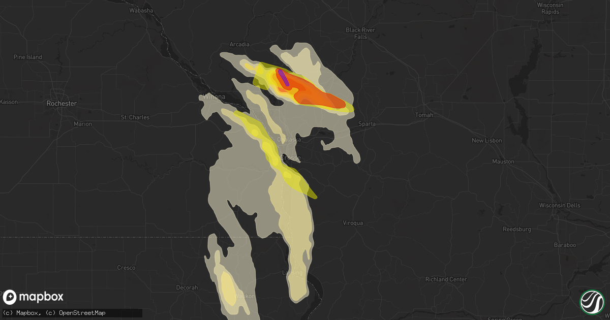 Hail map in La Crosse, WI on July 27, 2021