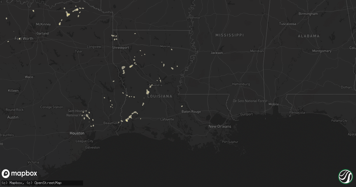 Hail map in Louisiana on July 27, 2021