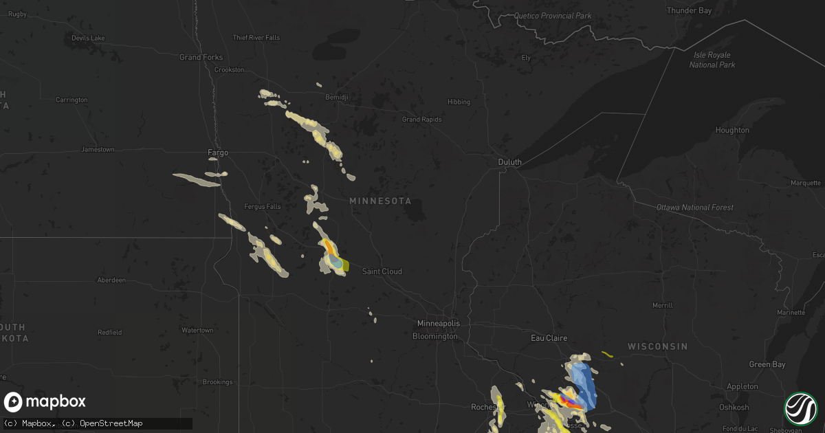 Hail map in Minnesota on July 27, 2021