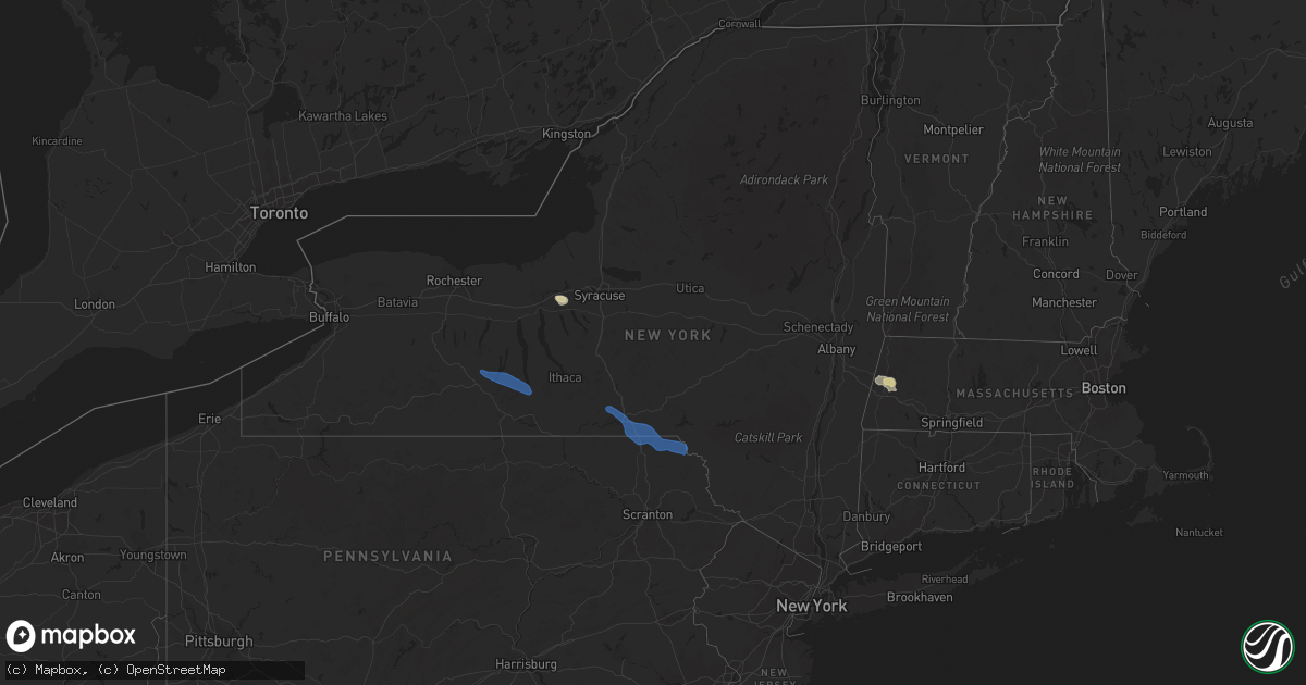 Hail map in New York on July 27, 2021