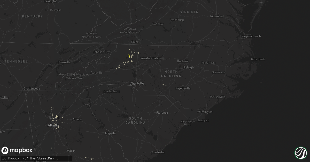 Hail map in North Carolina on July 27, 2021