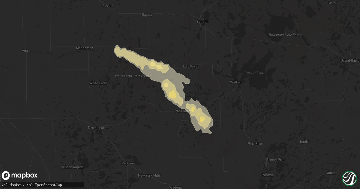 Hail map in Park Rapids, MN on July 27, 2021
