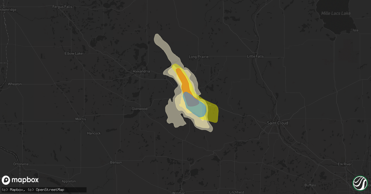 Hail map in Sauk Centre, MN on July 27, 2021