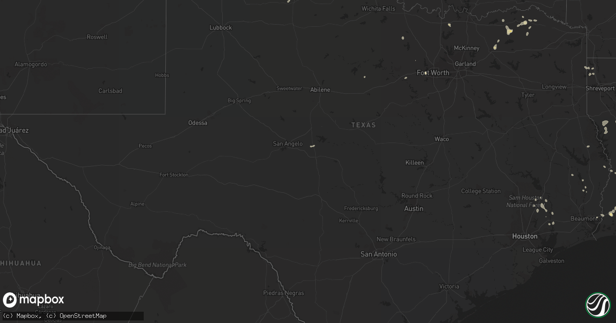 Hail map in Texas on July 27, 2021
