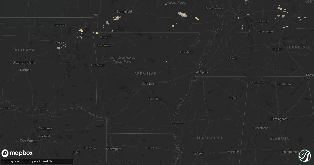 Hail map in Arkansas on July 27, 2022