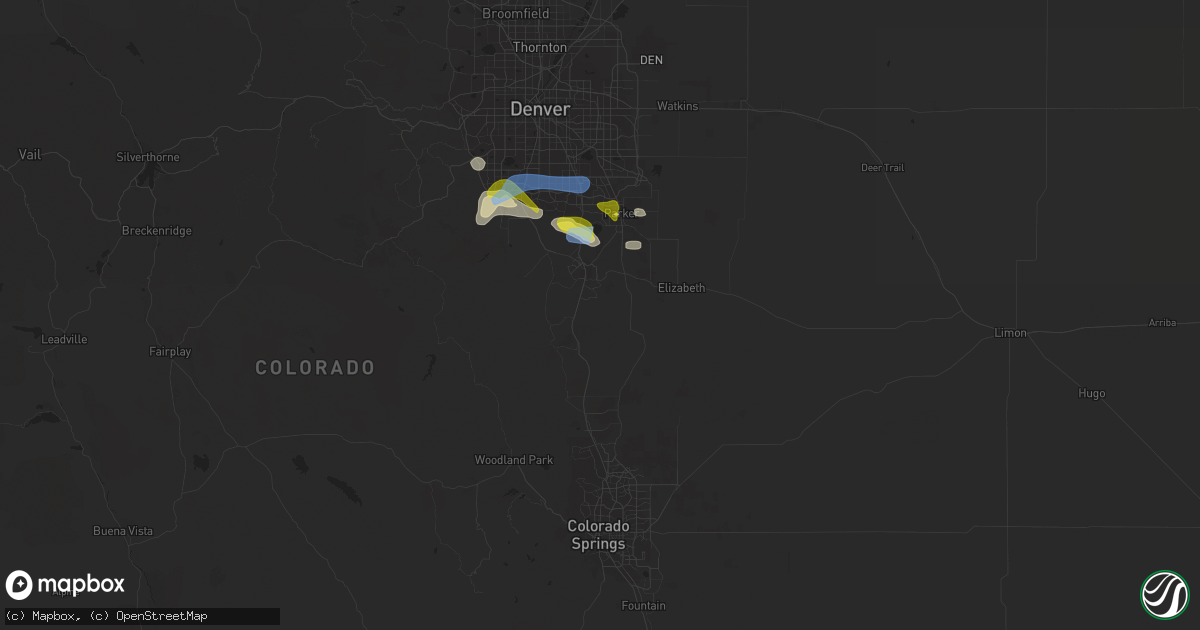 Hail map in Castle Rock, CO on July 27, 2022