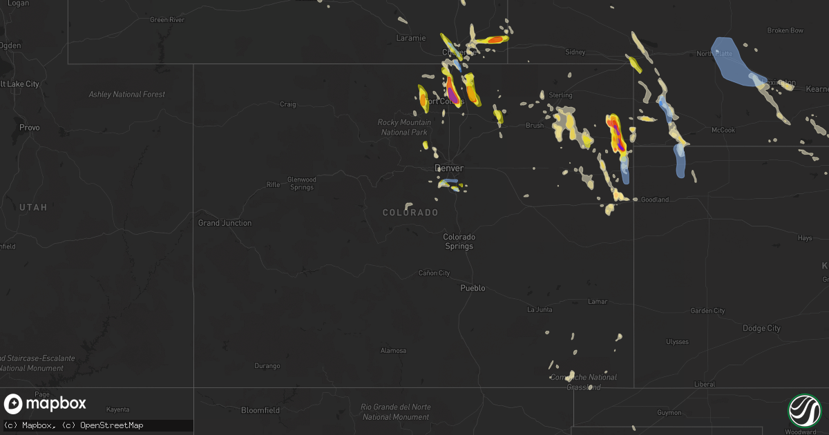 Hail map in Colorado on July 27, 2022