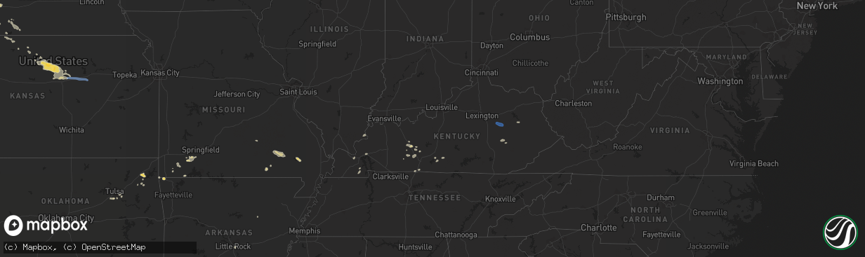 Hail map in Kentucky on July 27, 2022