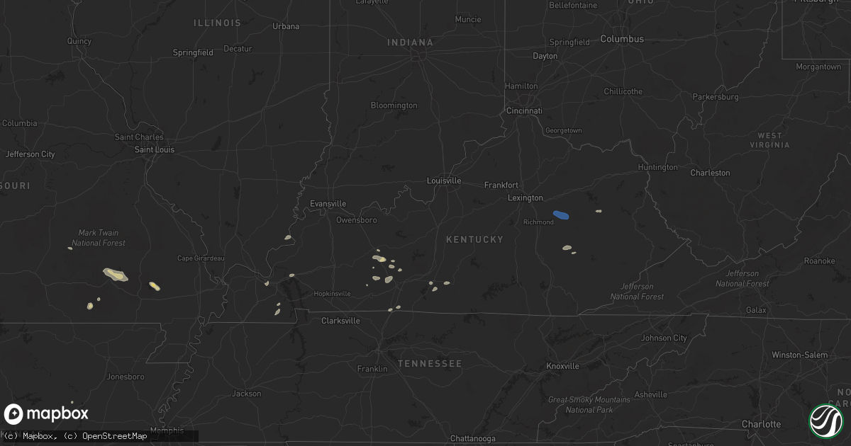 Hail map in Kentucky on July 27, 2022