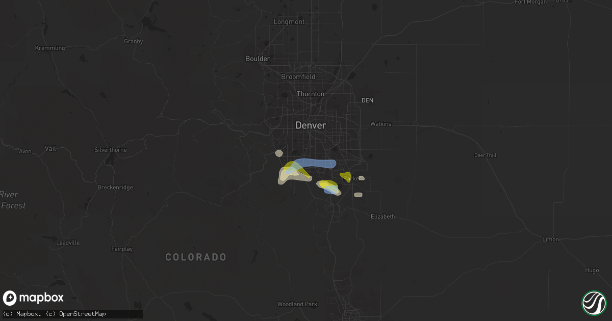 Hail map in Littleton, CO on July 27, 2022