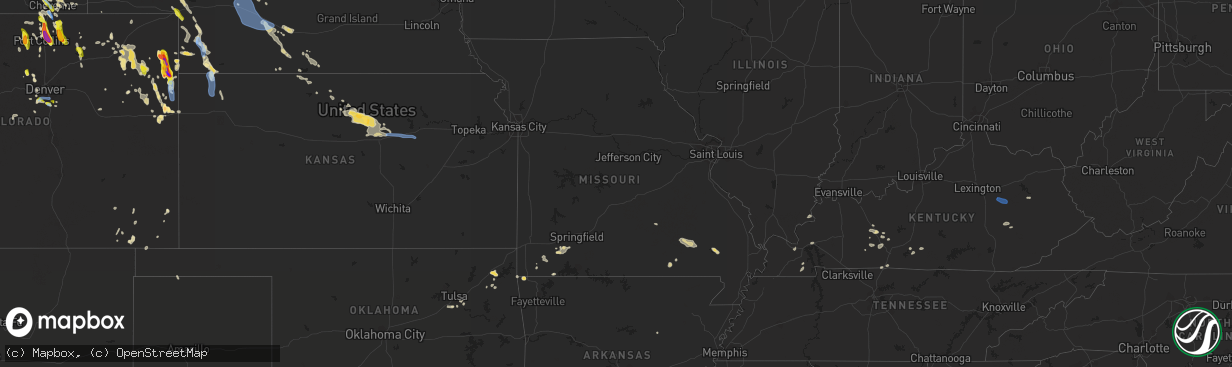 Hail map in Missouri on July 27, 2022