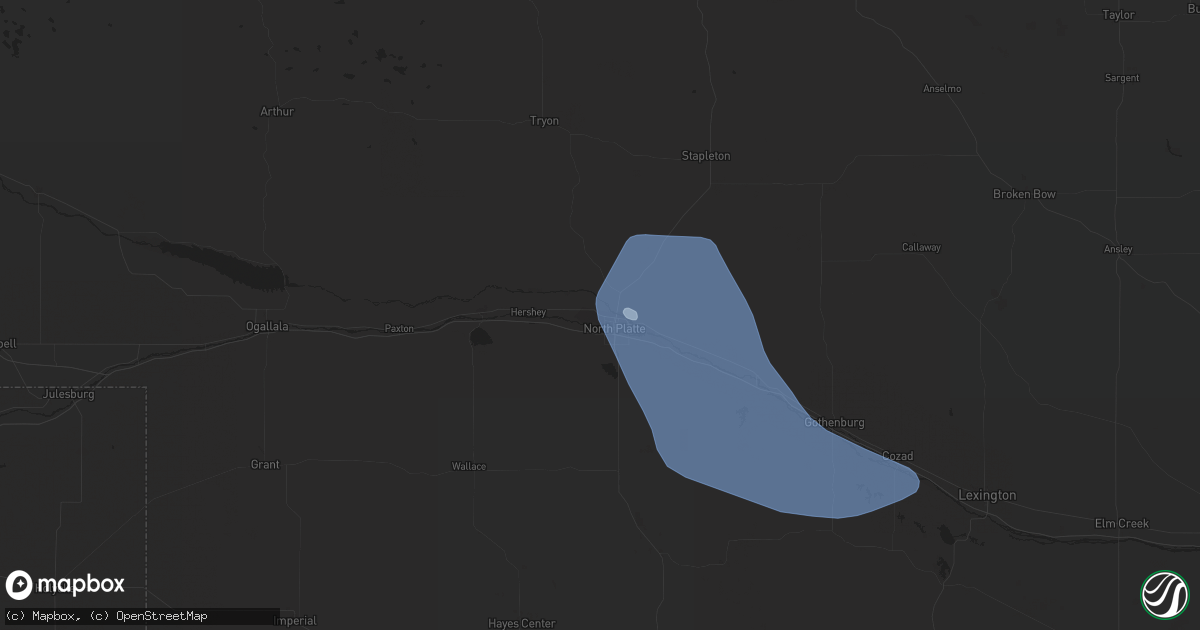 Hail map in North Platte, NE on July 27, 2022