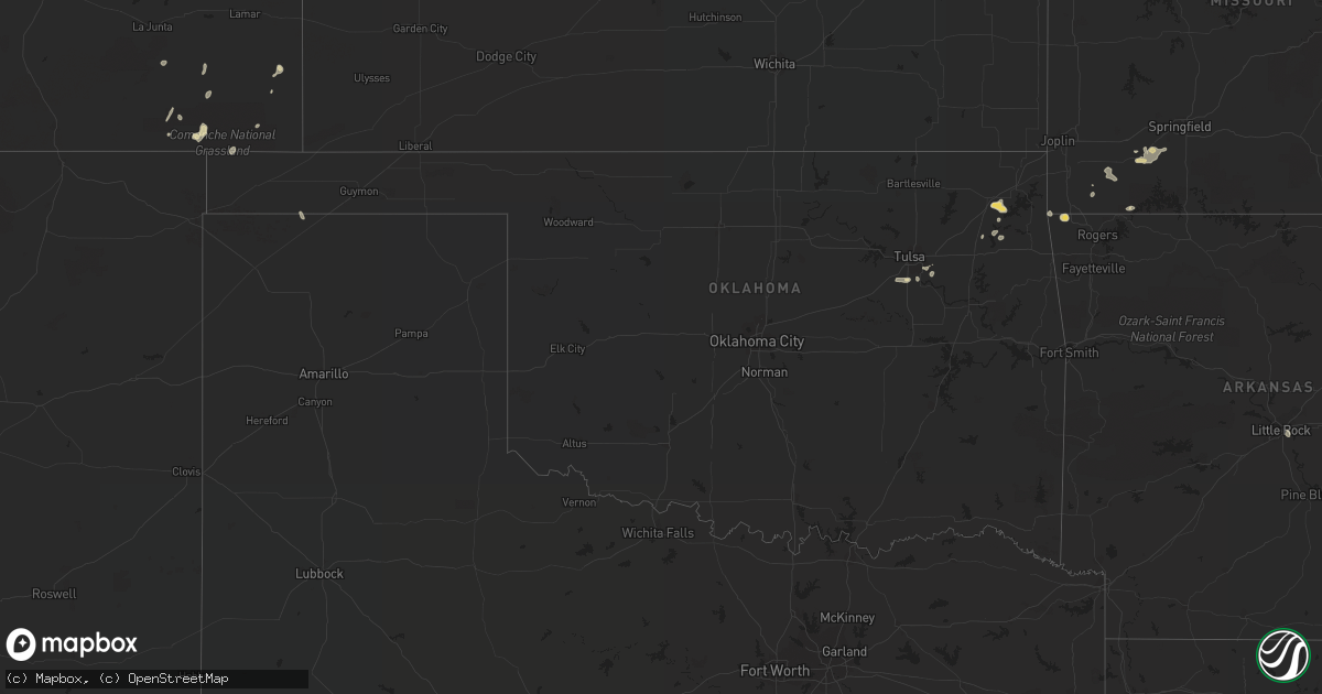 Hail map in Oklahoma on July 27, 2022