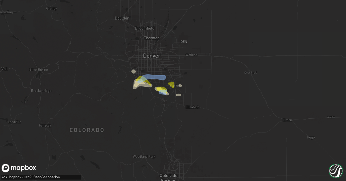 Hail map in Parker, CO on July 27, 2022