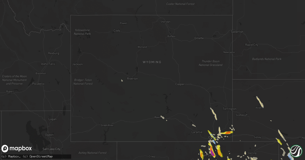 Hail map in Wyoming on July 27, 2022