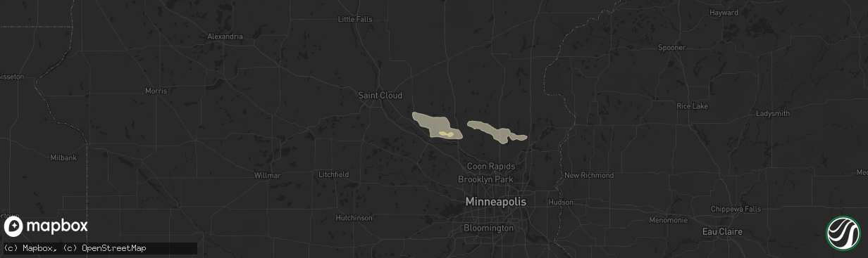 Hail map in Big Lake, MN on July 27, 2023
