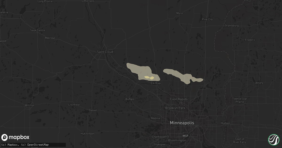 Hail map in Big Lake, MN on July 27, 2023