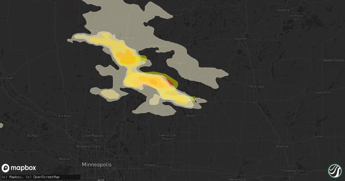 Hail map in Centuria, WI on July 27, 2023