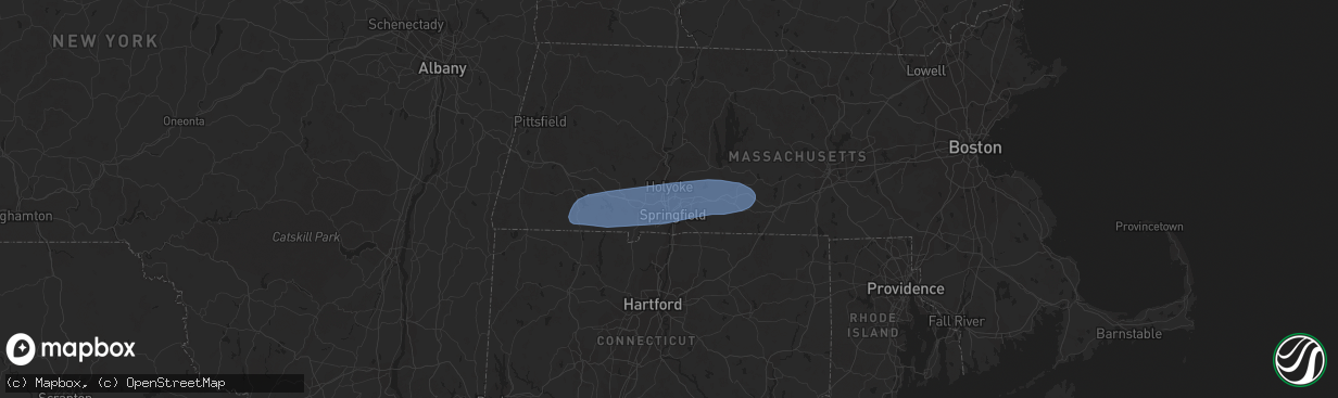 Hail map in Chicopee, MA on July 27, 2023