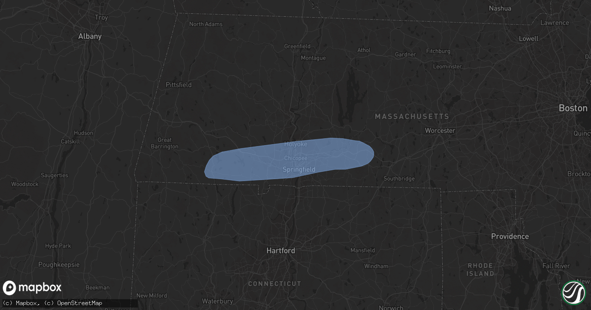 Hail map in Chicopee, MA on July 27, 2023