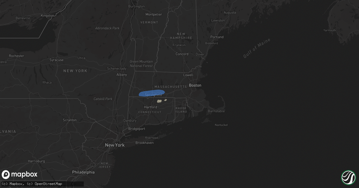 Hail map in Connecticut on July 27, 2023