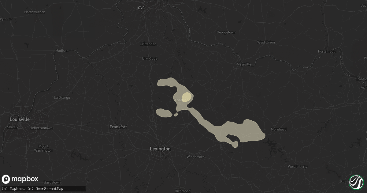 Hail map in Cynthiana, KY on July 27, 2023