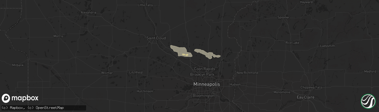Hail map in Elk River, MN on July 27, 2023