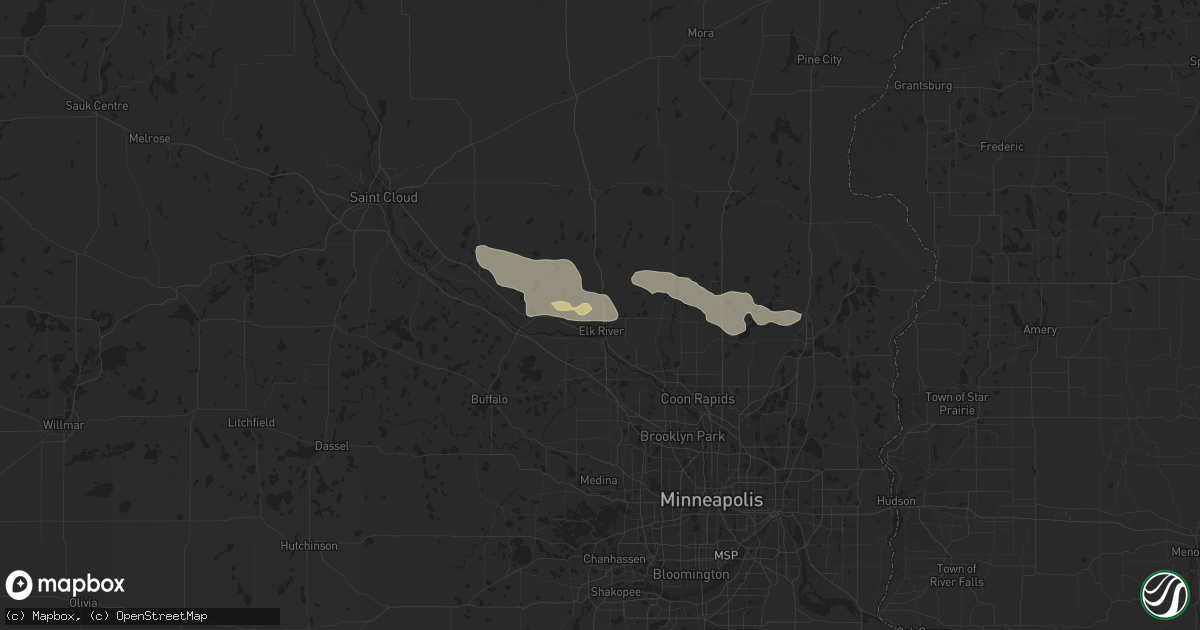Hail map in Elk River, MN on July 27, 2023