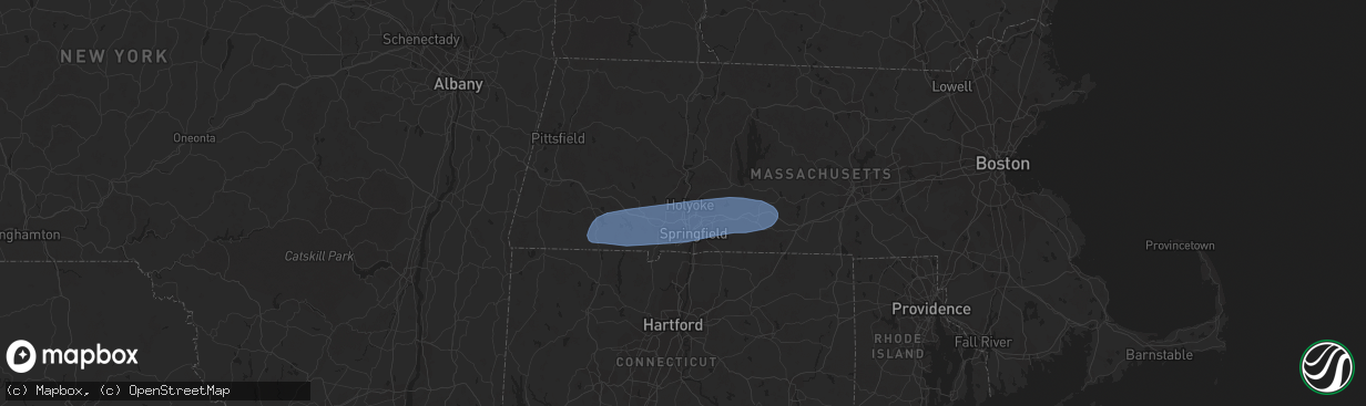 Hail map in Holyoke, MA on July 27, 2023