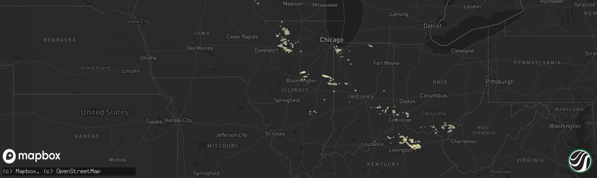 Hail map in Illinois on July 27, 2023