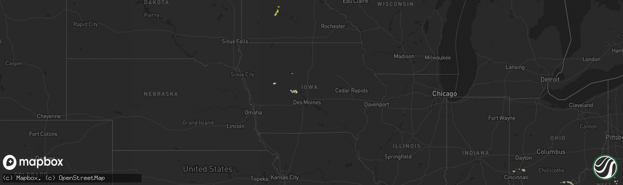Hail map in Iowa on July 27, 2023