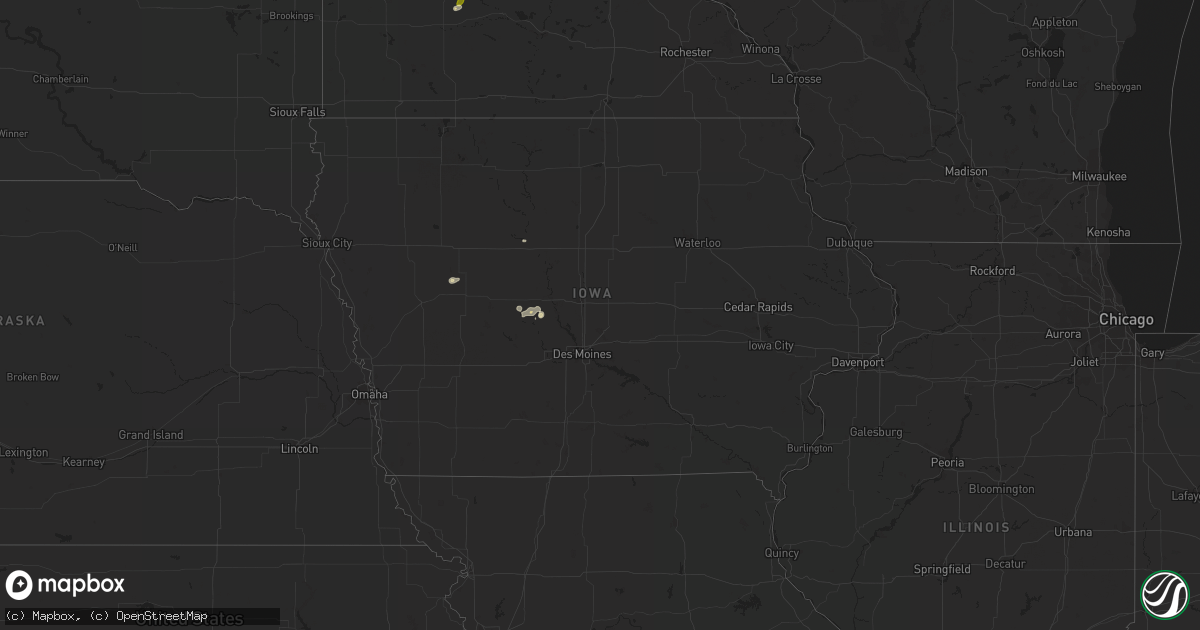 Hail map in Iowa on July 27, 2023