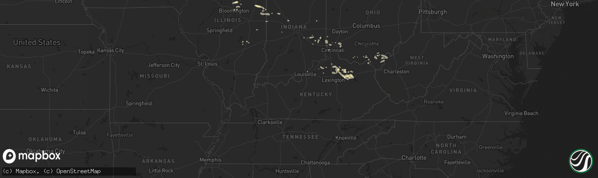 Hail map in Kentucky on July 27, 2023