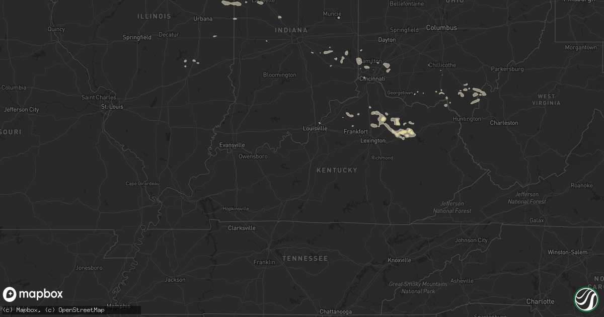 Hail map in Kentucky on July 27, 2023