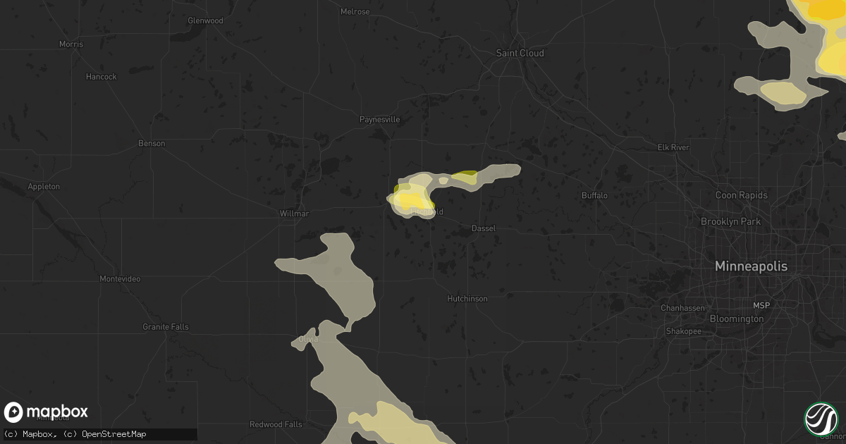 Hail map in Litchfield, MN on July 27, 2023